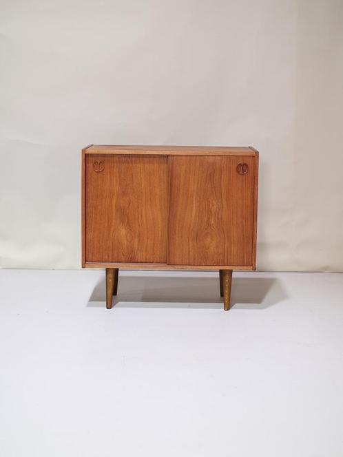 Kast schuifdeuren teakhout Deens vintage, Huis en Inrichting, Kasten | Dressoirs, Zo goed als nieuw, 50 tot 100 cm, 25 tot 50 cm