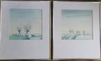 2 x Albert Wieringa schilderij Friese kunstenaar landschap, Ophalen of Verzenden