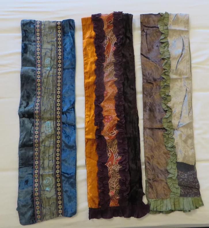 3 Leuke Sjaaltjes I Blauw/Goud Bruin/Oranje Beige/Blauw, Kleding | Dames, Mutsen, Sjaals en Handschoenen, Zo goed als nieuw, Sjaal