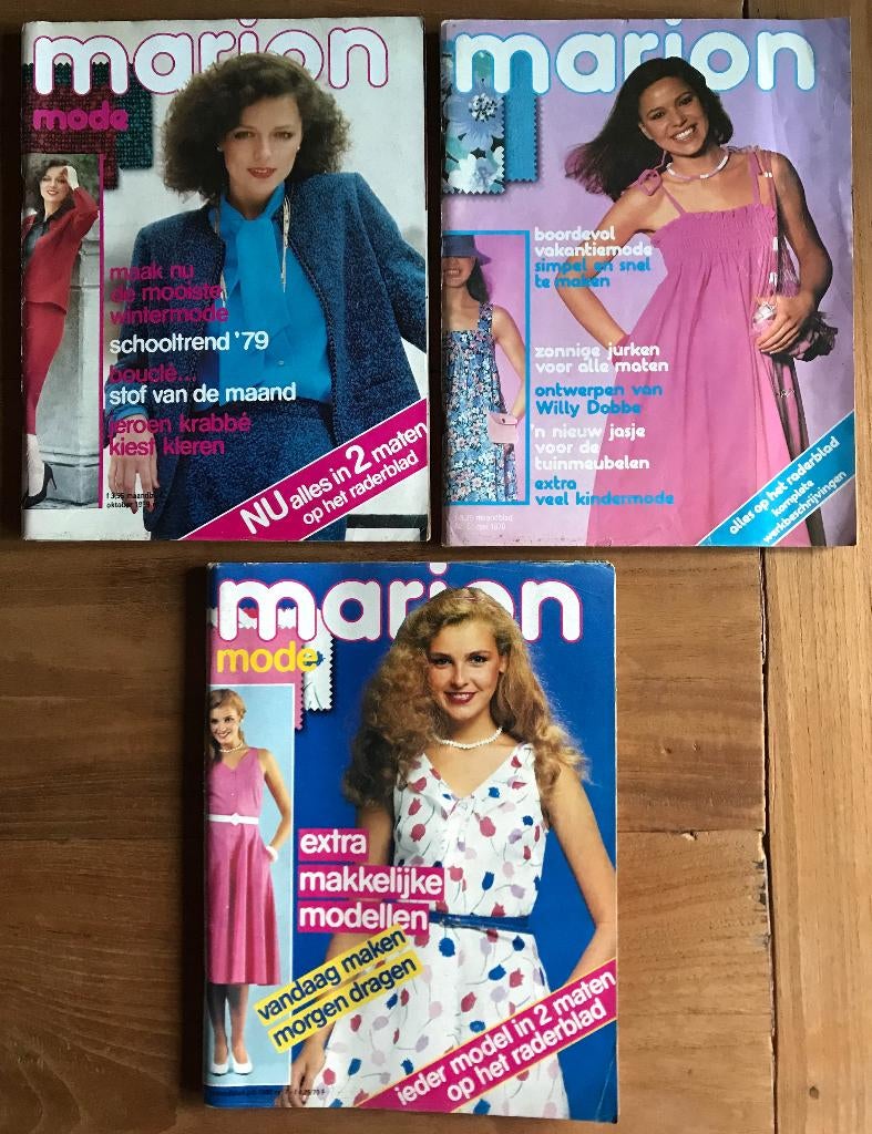3 patroonbladen Marion met kledingpatronen - jaren 70 en 80, Hobby en Vrije tijd, Kledingpatronen, Ophalen of Verzenden, Gebruikt