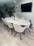 8 stuks zgan eetkamerstoelen beige draaipoot, Ophalen of Verzenden, Zo goed als nieuw, Zwart, Vijf, Zes of meer stoelen