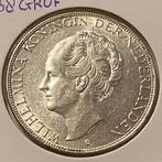 Rijksdaalder Zilver uit 1938 GROF haar Wilhelmina kwaliteit!, Verzenden, Zilver, Koningin Wilhelmina, Losse munt