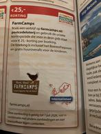25 euro korting bij een verblijf overnachting bij FarmCamps, Tickets en Kaartjes