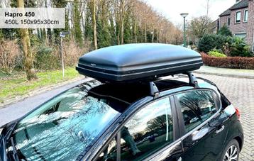 Te Huur: Hapro 450L 150x95x30cm dakkoffer beschikbaar voor biedingen