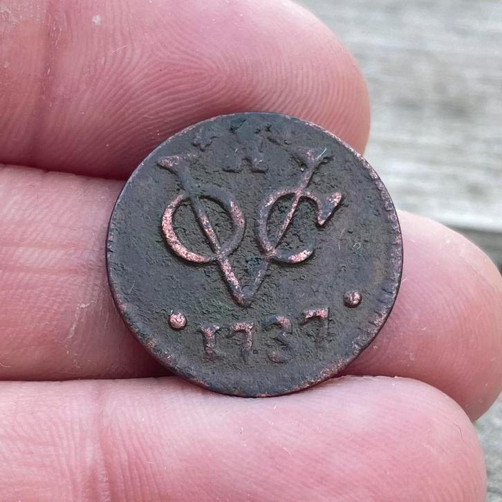 Voc duit Zeeland 1737 - bodemvondsten - munt voc - duitje, Postzegels en Munten, Munten | Nederland, Ophalen of Verzenden
