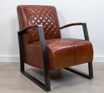 Vintage Art Cognac Leren Fauteuil, Huis en Inrichting, Fauteuils, Ophalen, Zo goed als nieuw, 75 tot 100 cm
