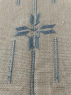 Vintage Tafelkleed met Blauw Borduurwerk 180x148cm rechthoek, Antiek en Kunst, Antiek | Kleden en Textiel, Ophalen of Verzenden