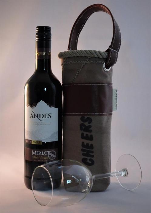 Wijnfles Cover Rope van bruin zeildoek, Huis en Inrichting, Woonaccessoires | Wijnrekken, Nieuw, Minder dan 50 cm, Overige materialen