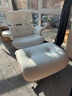 Eames Lounge Chair wit chroom, Leer, Zo goed als nieuw, Ophalen