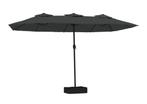 Parasol dubbel dak met LED antracietkleurig, nieuw, Ophalen of Verzenden, Zo goed als nieuw, Zweefparasol
