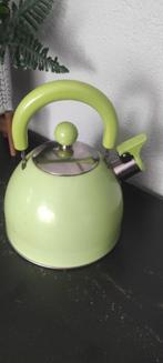 Retro fluitketel aluminium lichtgroen, Ophalen of Verzenden, Gebruikt