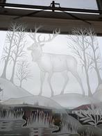 Decoratief gezandstraalde glasplaat 84 x 56 cm, Ophalen, Gebruikt, Minder dan 80 cm, 80 tot 120 cm