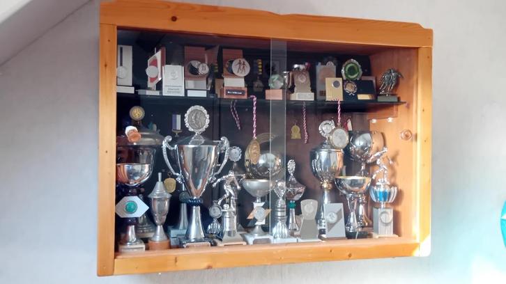 prijzenkast, Huis en Inrichting, Kasten | Vitrinekasten, Gebruikt, Minder dan 100 cm, 50 tot 100 cm, 25 tot 50 cm, Met deur(en)