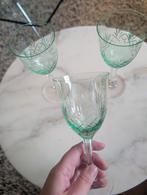 Groene kristallen wijnglazen - vintage, Ophalen