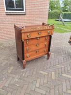Antieke Eiken Empire Vier Laden Commode met Hekje, Antiek en Kunst, Ophalen of Verzenden