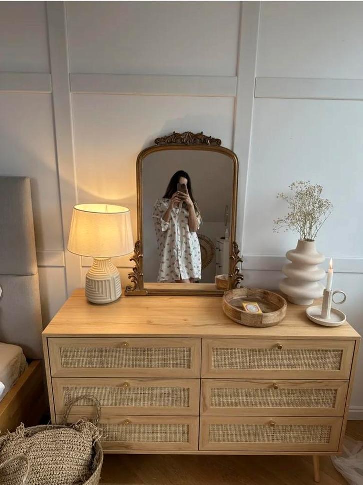 Dressoir met rotan frontjes - Boho Stijl, Huis en Inrichting, Kasten | Dressoirs, Nieuw, 100 tot 150 cm, 25 tot 50 cm, Met lade(s)