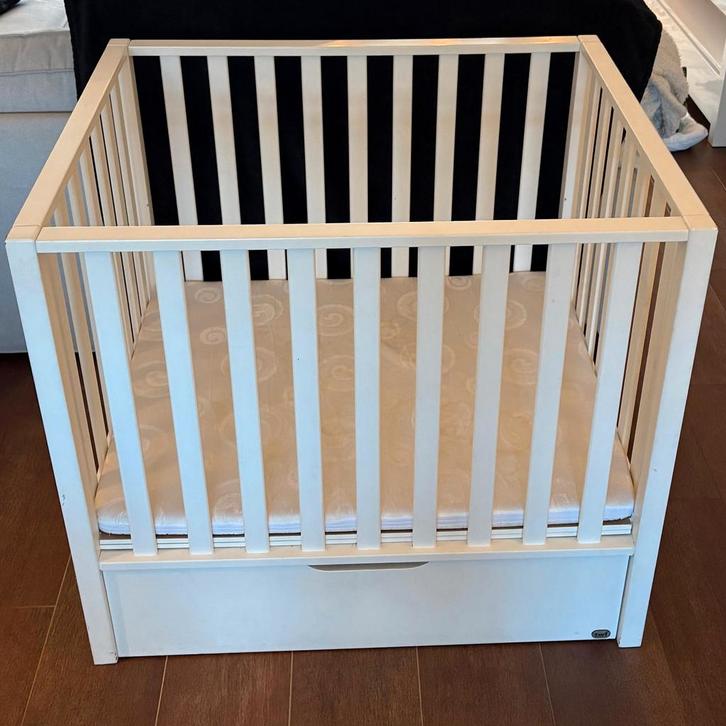 TWF Box Bas Met Lade Mat Wit, Kinderen en Baby's, Boxen, Gebruikt, Rechthoekig, In hoogte verstelbaar, Lade, Ophalen