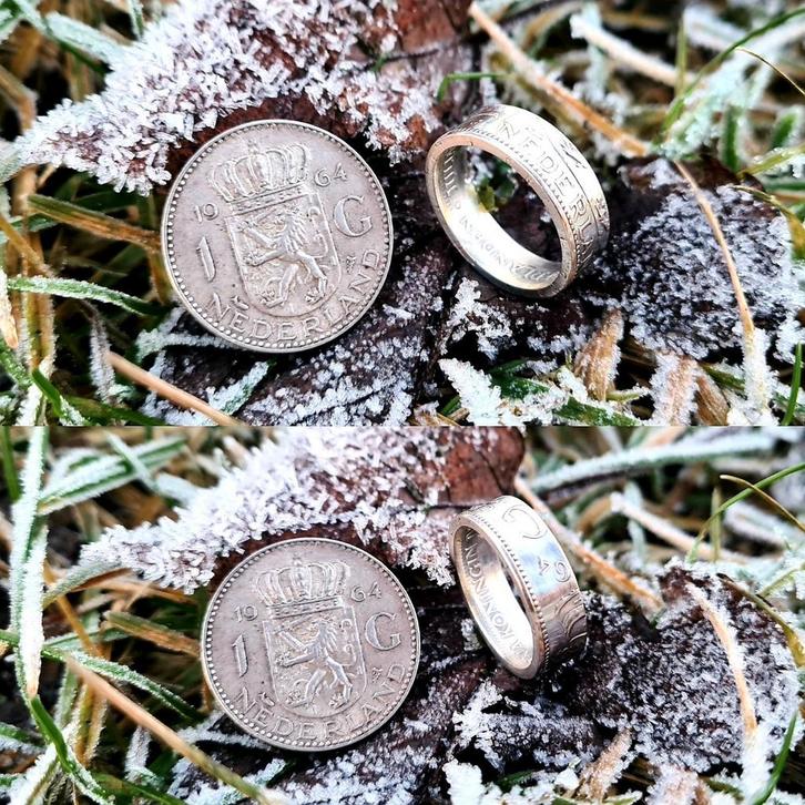 Unieke Zilveren Gulden Ring met Geboortejaar & Kroon!, Sieraden, Tassen en Uiterlijk, Ringen, Nieuw, Dame of Heer, Zilver, Zilver