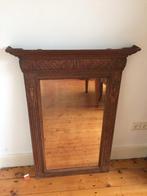 Oude spiegel in sierlijk houten omlijsting 99 hoog bij 70 cm, Minder dan 100 cm, Gebruikt, Rechthoekig, Ophalen of Verzenden