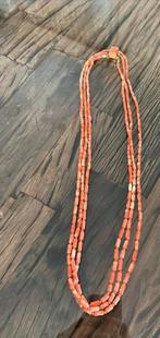 Bloedkoraal ketting met gouden slot, Sieraden, Tassen en Uiterlijk, Kettingen, Ophalen of Verzenden, Zo goed als nieuw, Rood