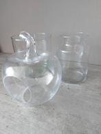 2 mooie glazen vazen en 1 decoratie(appel model) vaas, Ophalen, Overige kleuren, Minder dan 50 cm, Glas