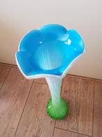 Murano vaas bloem blauw groen 51 cm, Antiek en Kunst, Kunst | Designobjecten, Ophalen of Verzenden