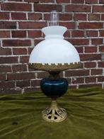 Jugendstill tafelolielamp, blauw glas., Antiek en Kunst, Antiek | Lampen, Ophalen