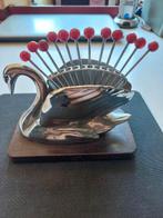 Antieke verzilverde zwaan met cocktailprikkers, Antiek en Kunst, Ophalen of Verzenden