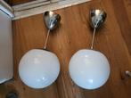 2 hang bollampen / schoollampen, Huis en Inrichting, Gebruikt, 50 tot 75 cm, Ophalen of Verzenden, Glas