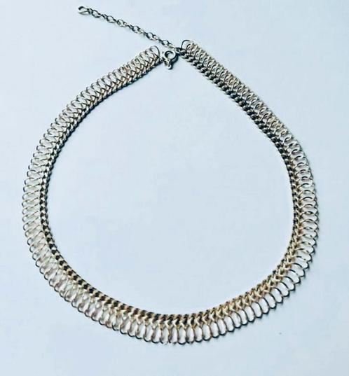 Zilveren FANTASIE HALSCOLLIER 41.5 tot 48,5 cm, Sieraden, Tassen en Uiterlijk, Kettingen, Zo goed als nieuw, Zilver, Verstelbaar