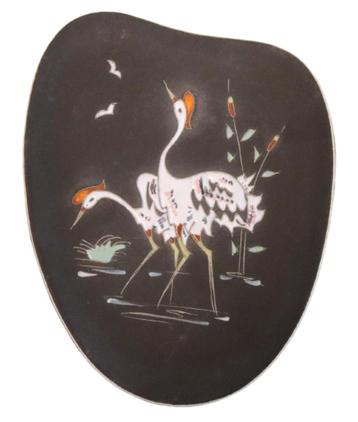 Ruscha wandbord kraanvogels vintage bord keramiek beschikbaar voor biedingen