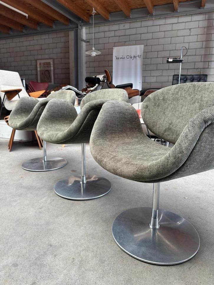 Artifort Little Tulip chair groen (set van 4), Huis en Inrichting, Stoelen, Zo goed als nieuw, Vier, Metaal, Stof, Overige kleuren