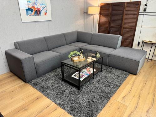 GRATIS LEVERING Moderne Montél Hoekbank + Hocker, Huis en Inrichting, Banken | Bankstellen, Zo goed als nieuw, Hoekbank, Vierpersoons of meer