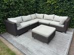 Loungeset/hoekset met lichte kussens, Ophalen, 5 zitplaatsen, Gebruikt, Hocker