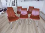 6 leren eetkamerstoelen met rvs poten, Huis en Inrichting, Stoelen, Ophalen, Nieuw, Metaal, Modern