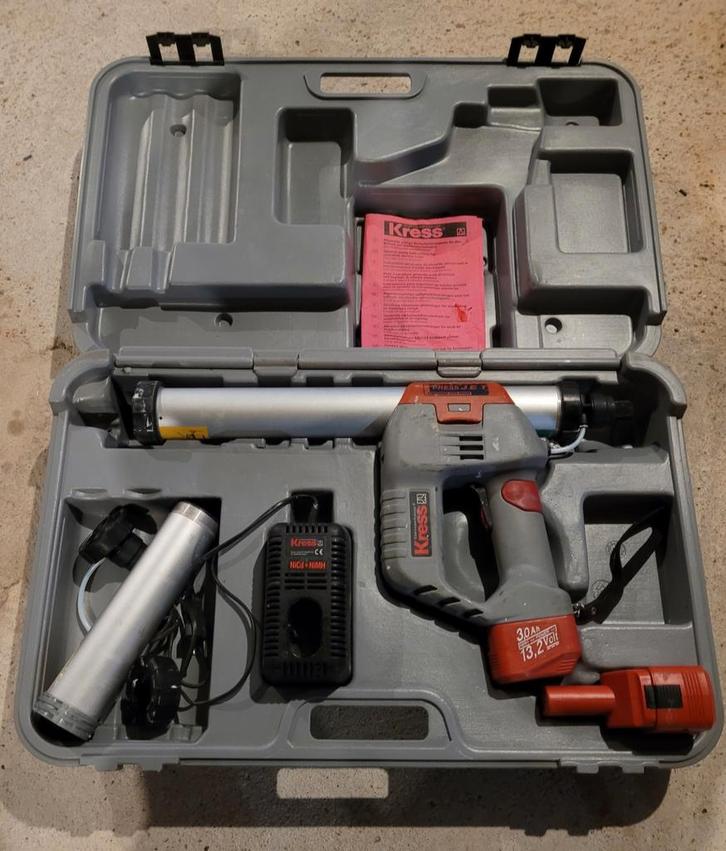 KRESS Press Jet Accu Kitspuit kitkokers + kit worsten, Doe-het-zelf en Verbouw, Compressors, Gebruikt, Minder dan 6 bar, Minder dan 25 liter