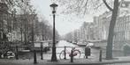 Schilderij fiets amsterdam, Huis en Inrichting, Woonaccessoires | Schilderijen, Tekeningen en Foto's, Schilderij, 125 cm of meer