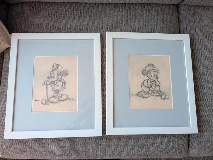 schets Minnie en Mickey Mouse Disney, Antiek en Kunst, Kunst | Litho's en Zeefdrukken, Ophalen