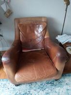 Fauteuils cognac bruin., Cognac bruine relax stoel., 75 tot 100 cm, Gebruikt, Leer