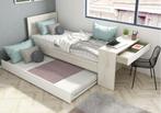 Shipley 1-persoonsbed met bureau en slaaplade - Wit/witgrene, Kinderen en Baby's, Kinderkamer | Bedden