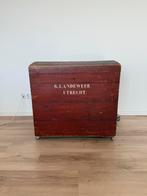 Antieke houten dekenkist op wieltjes, Ophalen, 50 tot 100 cm, 50 tot 75 cm, Eikenhout