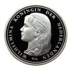 *Grote Verzilverde Penning Wilhelmina - Ø 40 mm-  KWALITEIT*, Verzenden, Zilver, Nederland