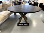 ACTIE - Luxe Visgraat Eetkamertafel 110cm Black Oak - NIEUW, Metaal, Info@oosterbaanwonen.nl, Venus 31 8448CE Heerenveen, Rond