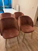 4x roze velvet eetkamerstoelen, Ophalen, Zo goed als nieuw, Bruin, Eén