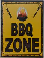 BBQ Zone geel barbecue reclamebord van metaal wandbord, Info@deconoord.nl, Deco Noord, Nieuw, Ophalen of Verzenden
