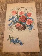 Rozen en vergeet-mij-nietjes in mandje, Verzenden, Voor 1920, Ongelopen, Overige thema's