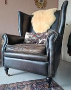 stoere lederen oorfauteul, Huis en Inrichting, Fauteuils, Ophalen, Zo goed als nieuw