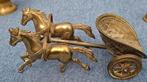 Antiek Bronzen Tweespan met Wagen, Antiek en Kunst, Antiek | Koper en Brons, Ophalen of Verzenden, Brons