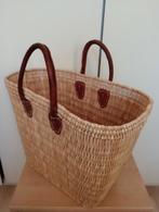 Nieuwe rieten boodschappentas met leren handvaten, Sieraden, Tassen en Uiterlijk, Tassen | Damestassen, Ophalen of Verzenden, Nieuw