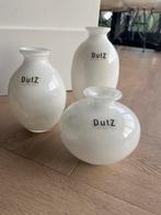 Set van 3 witte Dutz vaasjes, Wit, Ophalen of Verzenden, Minder dan 50 cm, Glas